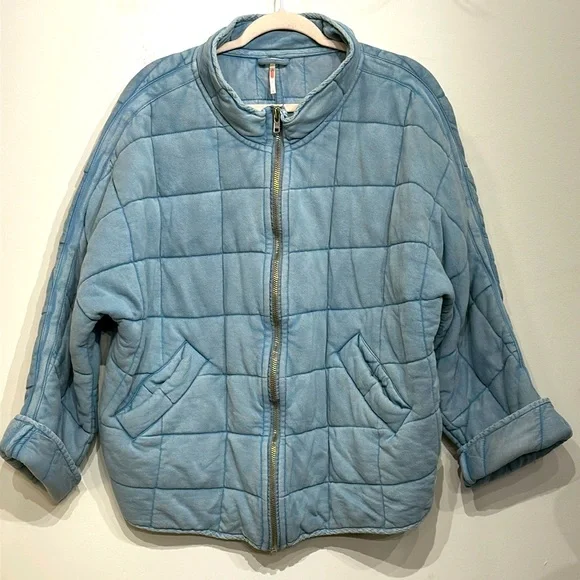 Free People Light Blue Quilted Jacket - Picture 2 of 16